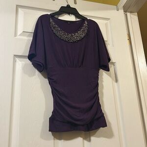 Women’s short sleeve with beaded neckline MCM size medium